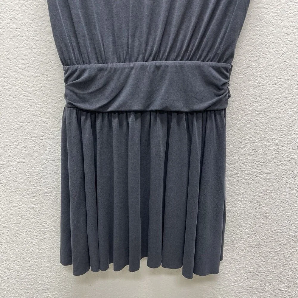 FREE PEOPLE CRISS CROSS Womens Small Dress Gray Cap Sleeves Raw Hem Flirty Fun - Picture 7 of 8